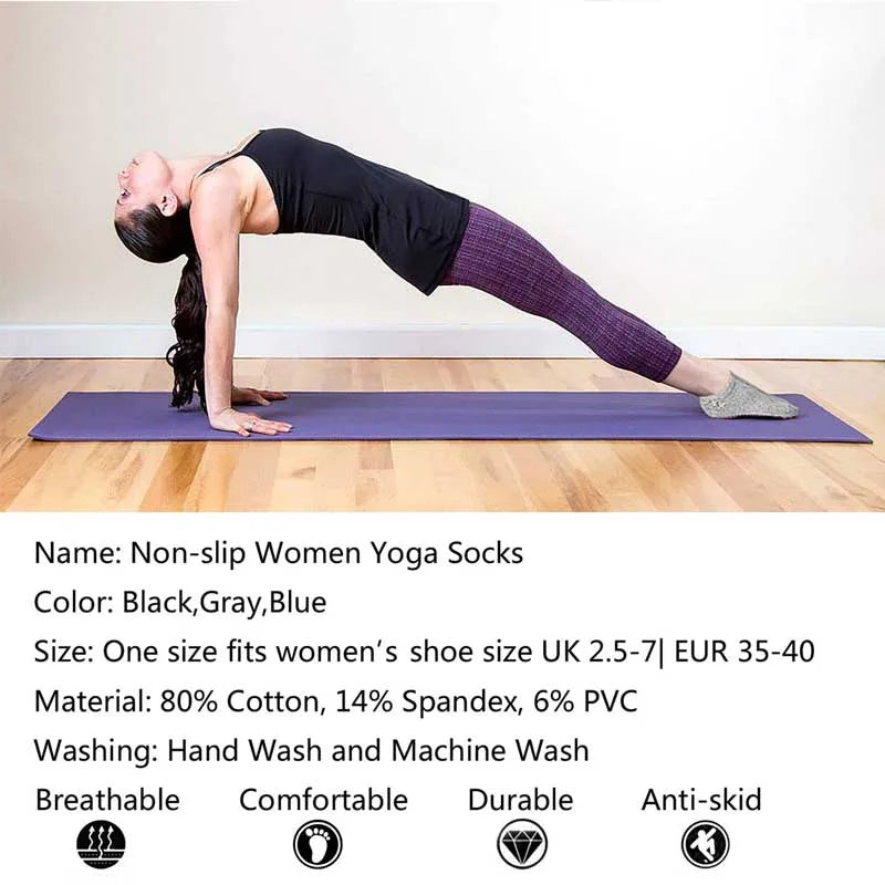 1Pair Non Slip Yoga Pilates Socks Gym Fitness Dance Barre Woman Socks Full Toe Ankle Fall Prevention Sports Grip Socks Beauty World Shop