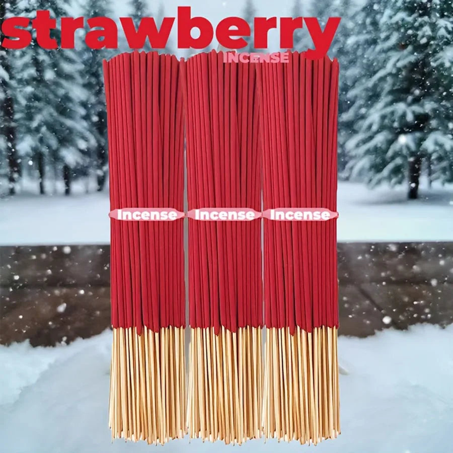 Red High-Quality Creamy Strawberry Incense Stick - Long-Lasting Strawberry Scent with Woody Notes, Fruit Meditation Yoga Home Office Party Holiday Gift, Eliminates Fatigue, Long-Lasting Fragrance (Doesn'T Scatter, Burns Evenl Beauty World Shop