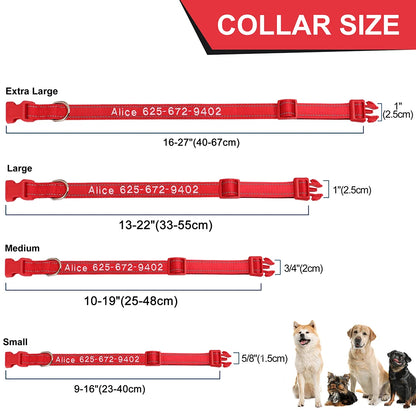 Embroidered Nylon Dog Collar Personalized Puppy Cat Collars Reflective Pet ID Collars DIY Phone Name ID For Small Large Dog Cat