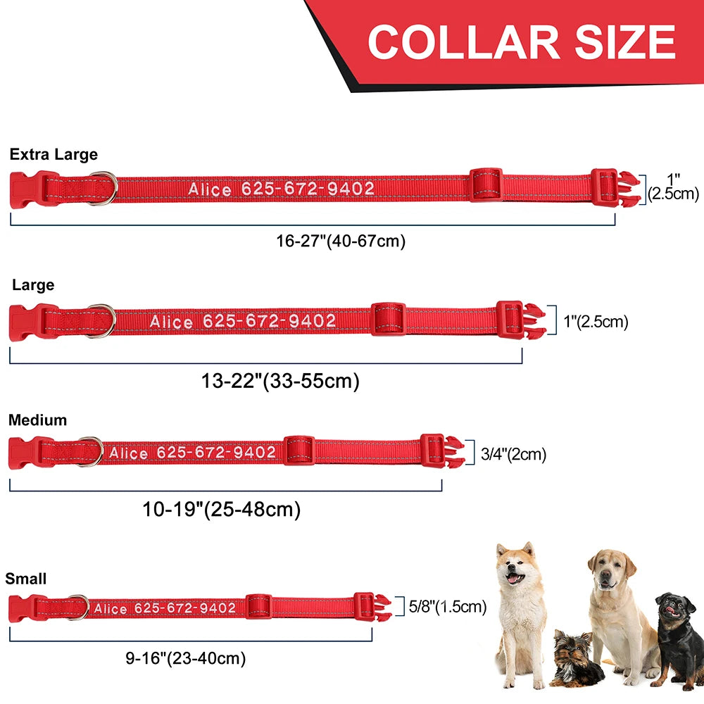 Embroidered Nylon Dog Collar Personalized Puppy Cat Collars Reflective Pet ID Collars DIY Phone Name ID For Small Large Dog Cat Beauty World Shop