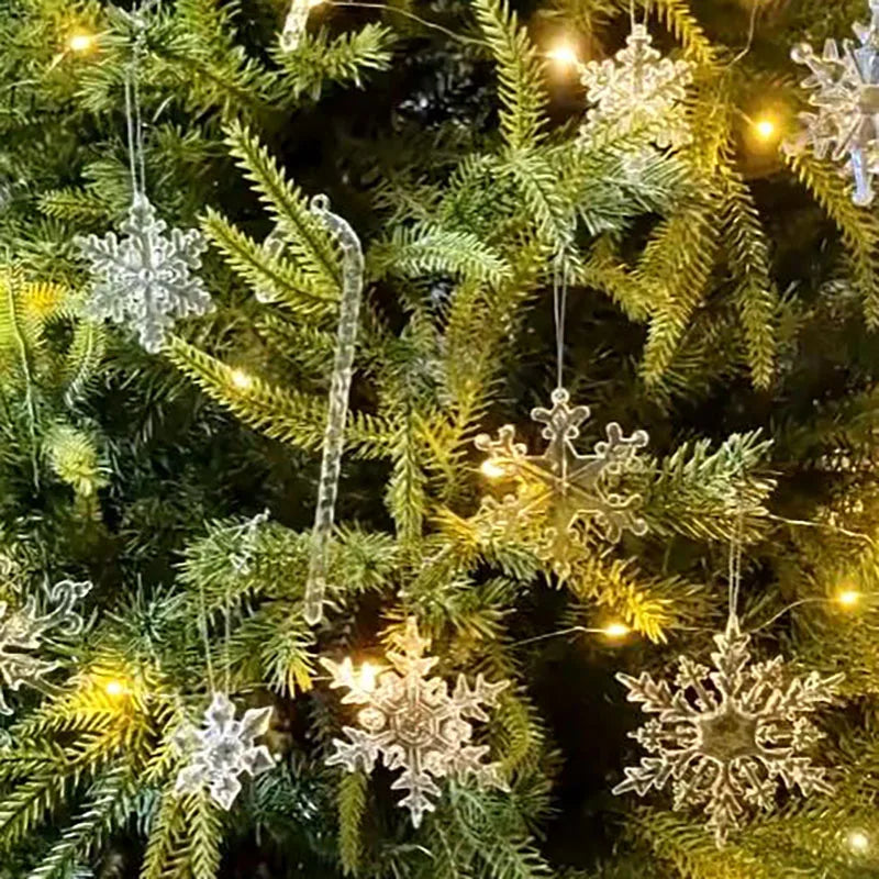 5pcs Christmas Home Decorations Crystal Acrylic Ornaments Snowflake Elk Xmas Tree Hanging Pendants Navidad 2025 New Year Gift Beauty World Shop