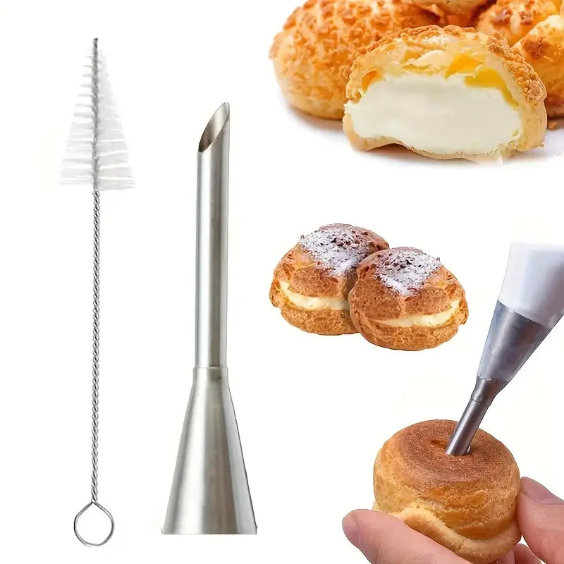 4Pcs Puff Pastry Piping Nozzle Set, Stainless Steel Decorating Tips for Cake Cupcake Cookie Cream Icing, Baking Tools for  Baker Beauty World Shop