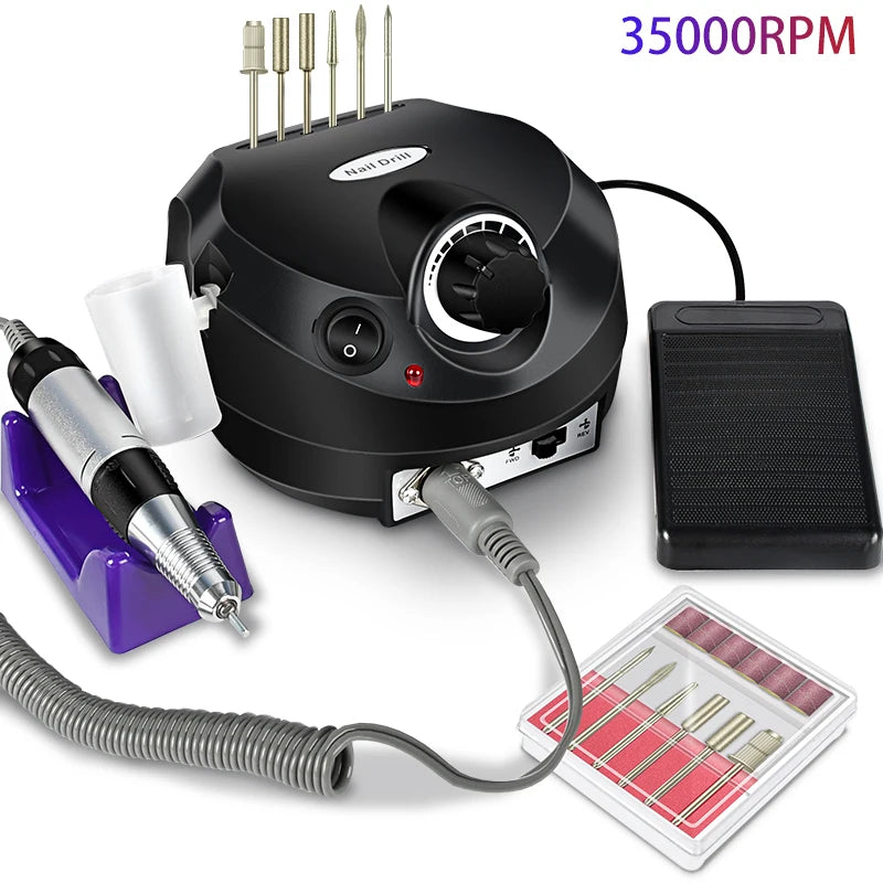 35000RPM Electric Nail Drill Professional Manicure Machine Nail Sander Set Nail Drill Bit Portable Nail Salon Polisher Equipment Beauty World Shop