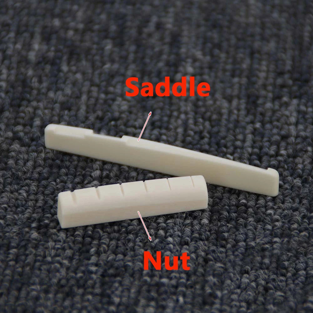 2 Sets 4 Pcs 6 String Acoustic Guitar Bone Bridge Saddle 72mm And Nut 43mm Cow Bone Nut Top Folk Pillow Folk Bottom Pillow Beauty World Shop