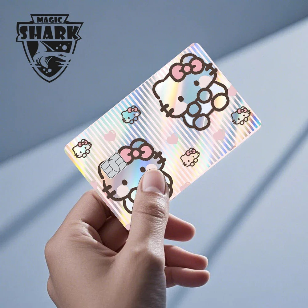 Hot Sale Hello Kitty Kuromi Holographic Laser Shinny Film Skin Cover Sticker for Debit Credit Card Bank Card Beauty World Shop