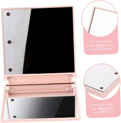 Travel Mirror with Light Compact Makeup Mirror with 6 LED Lights, Folding Pocket Lighted Compact Mirror for Purse Gift for Women Beauty World Shop