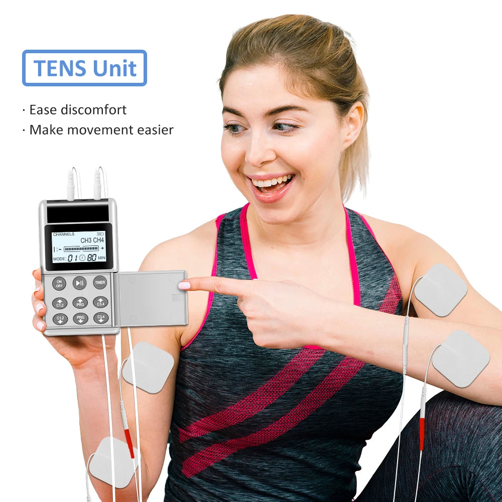 4 Channel TENS PMS Unit 15Mode Muscle Stimulator for Pain Relief Rechargeable TENS Machine Electronic Acupuncture Pulse Massager Beauty World Shop