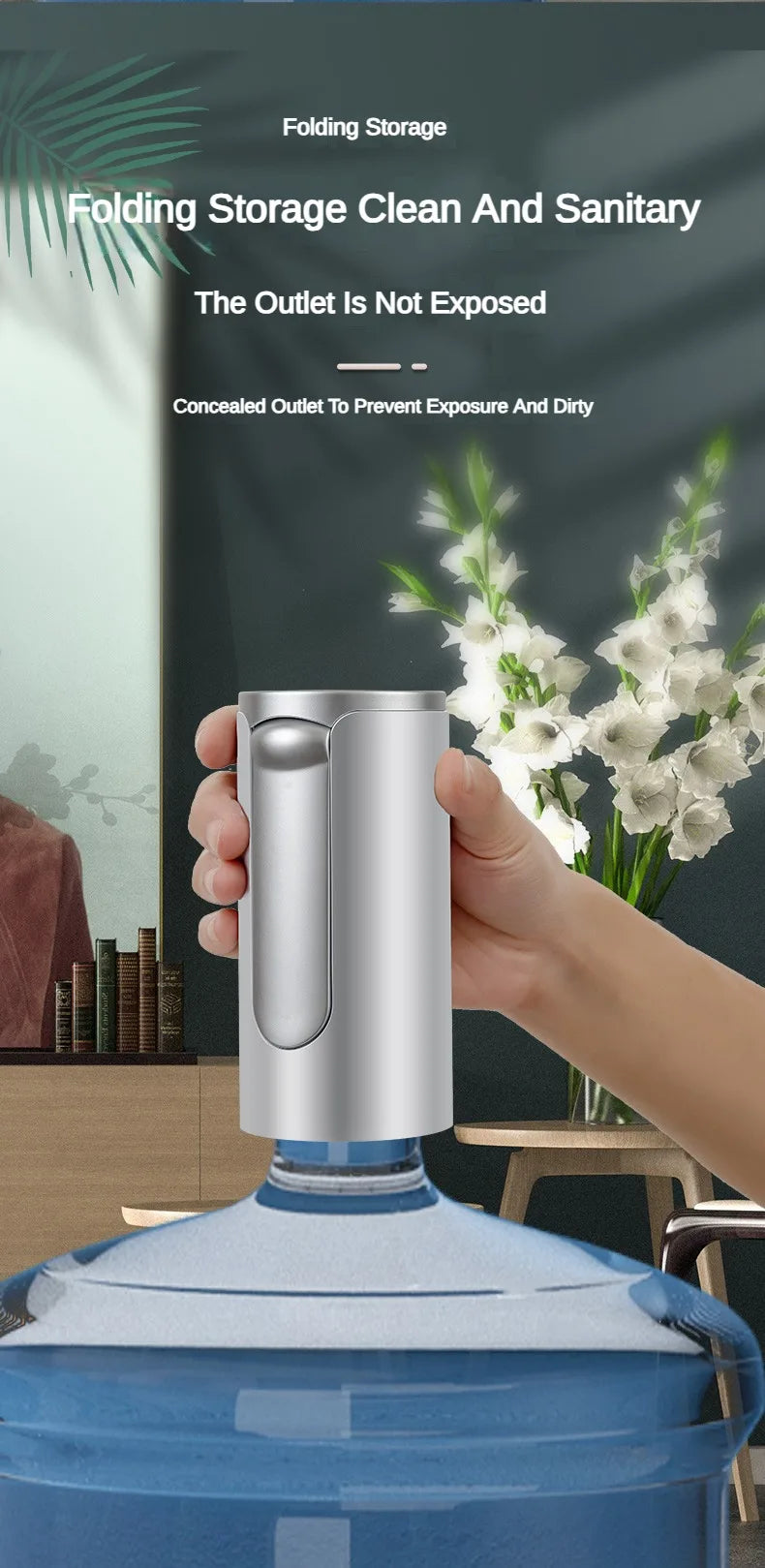 Electric Water Gallon Bottle Pump Automatic Water Dispenser Pump 19 Liters Foldable Desktop Water Bottle Pump USB Rechargeable Beauty World Shop