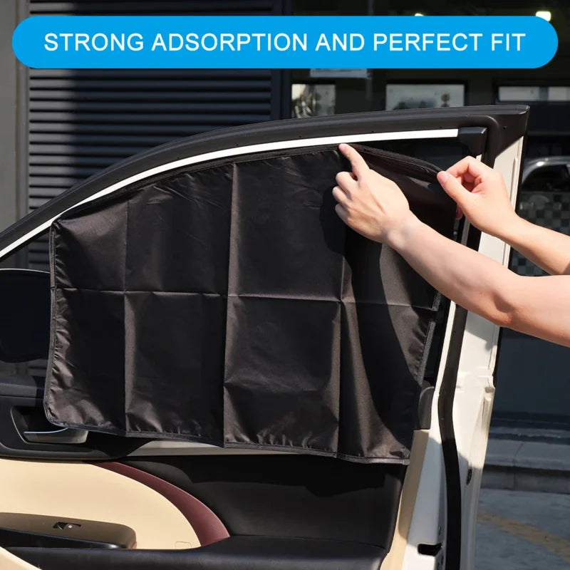 Magnetic Car Sunshade UV Protection Curtains Sun Shield Cover Double Sides Auto Window Sun shade Protector Cover Diy Accessories Beauty World Shop