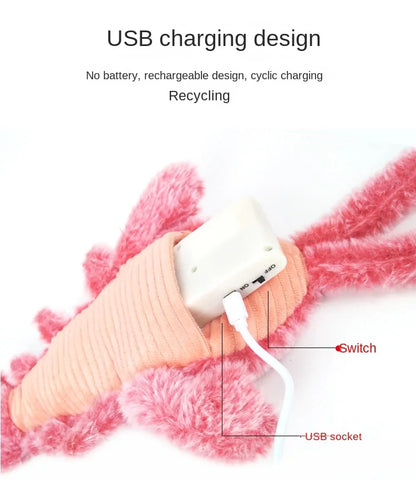 New Cat Toys Electric Lobster USB Rechargeable Simulation Jumping Shrimp Plush Electric Pet Teasing Cat Dogs Toys Pet Supplies Beauty World Shop