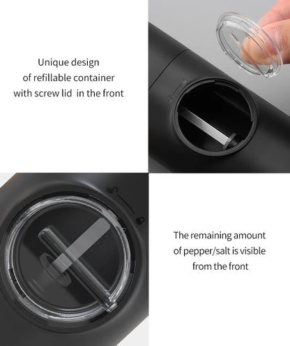 Electric Automatic Salt And Pepper Grinder Set Rechargeable With USB Gravity Spice Mill Adjustable Spices Grinder With LED Light Beauty World Shop