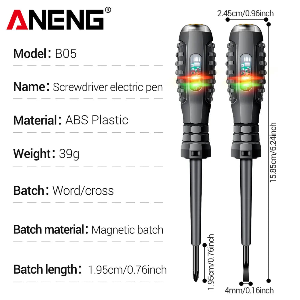 ANENG B05 Word/cross Screwdrivers Neon Bulb Indicator Meter Electric Pen Insulated Electrician Highlight Pocket Tester Pen Tools Beauty World Shop