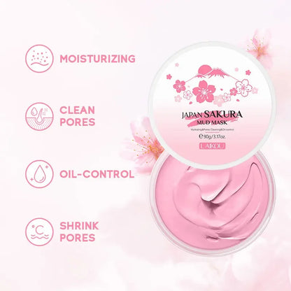 Laikou Sakura Mud Mask Deep Cleansing Oil Control Balance Antioxidan Shrink Pores Remove Blackheads Refreshing Facial Mask90/25g Beauty World Shop