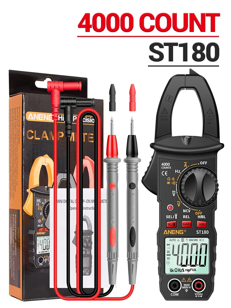ANENG ST180 AC Current Clamp Meter  Digital 4000 Counts Multimeter Ammeter Voltage Tester Car Amp Hz Capacitance NCV Ohm Tool Beauty World Shop