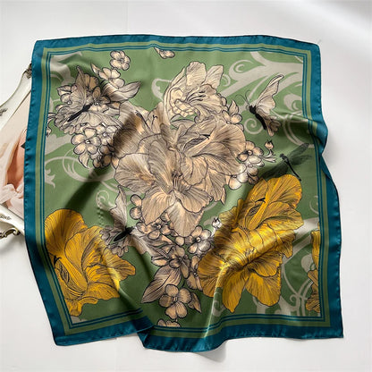 Luxury Print imitation Silk Square Scarf Women Spring Neck Tie Shawl Wraps Female Hair Hand Wrist Headkercheif Hijab Bandana Beauty World Shop