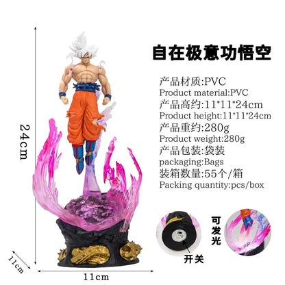 2pcs New Dragon Ball Son Goku 25cm Figure Ultra Instinct Super Saiyan Figurine Statue Pvc Statue Model Ornament Collection Gift Beauty World Shop