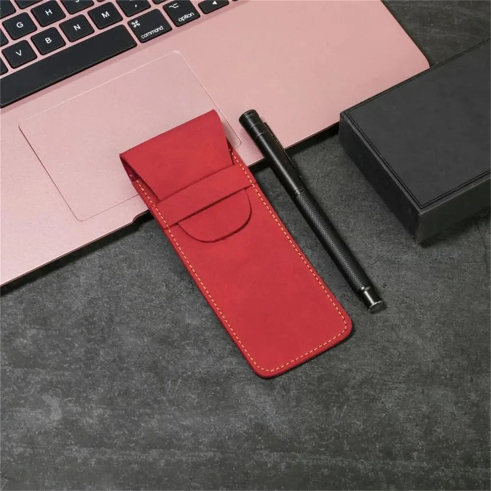 Vintage Frosted PU Leather Flap Pen Case High-end Fountain Pen Protective Sleeve Large Capacity Double Set of Pen Case Beauty World Shop