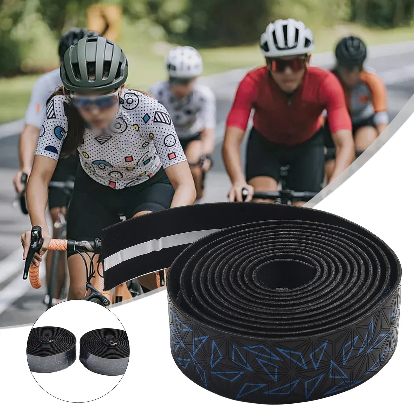 2Pcs Anti-Slip Handlebar Tape PU Road Bike Shock Absorption Handle Bar Tape With Bar End Plugs For Bicycle Racket Cycling Tools Beauty World Shop