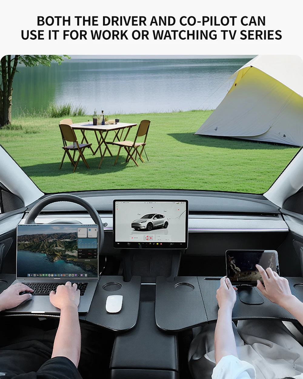 YZ For Tesla Model 3 Highlan Modle Y X S 2018-2026  Steering Wheel Laptop Tray Travel Desk Portable Office Table Car Accessories Beauty World Shop