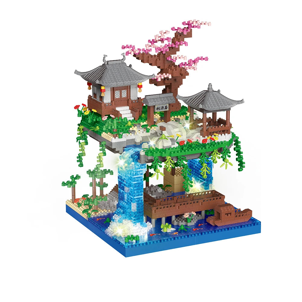 Taohuatan Lake Themed Micro Brick Building Blocks Set Adult Creative Toys Unique Chinese Landscape Model Bricks with LED Light Beauty World Shop