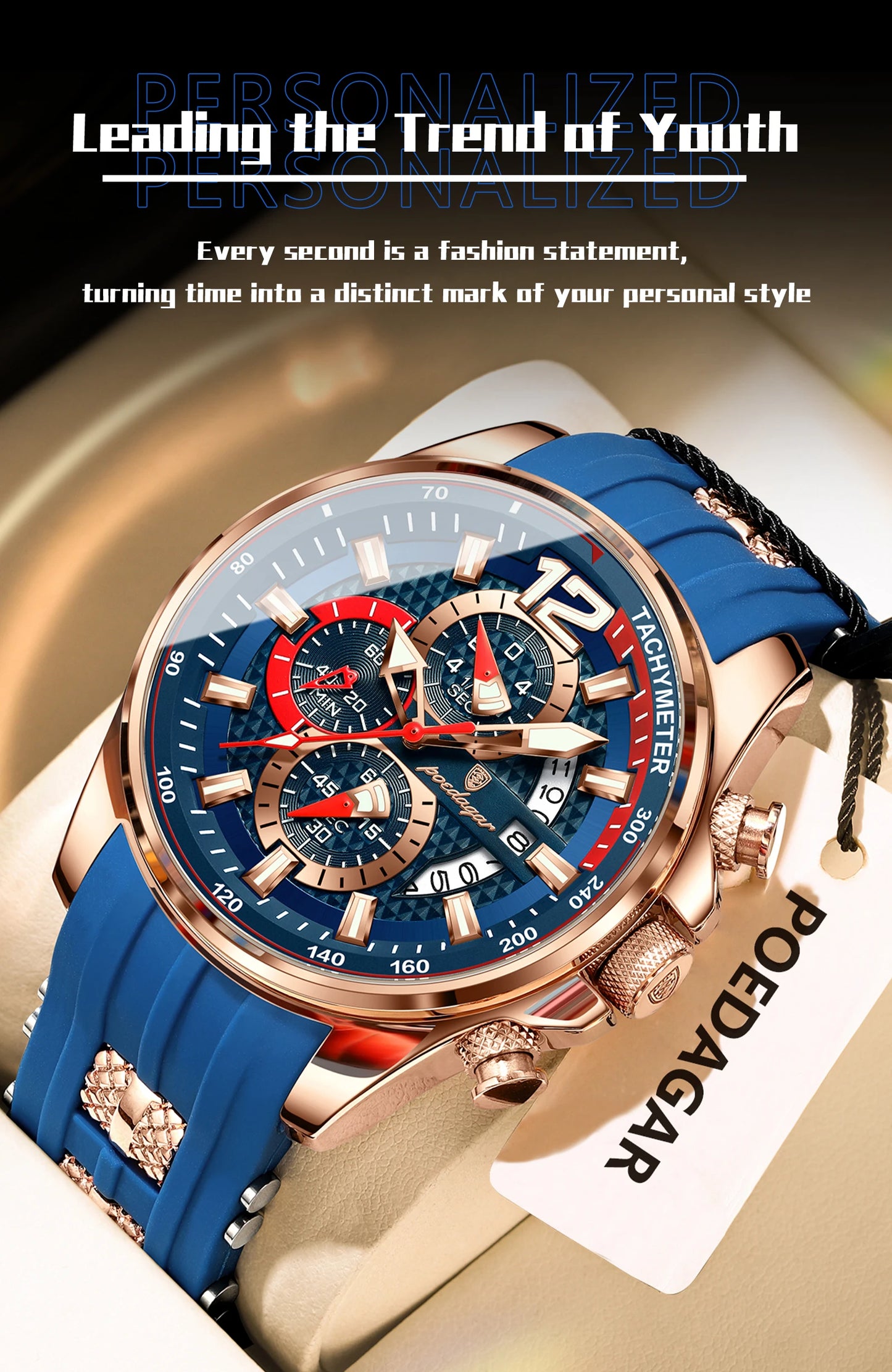 POEDAGAR Luxury Watch For Men Date Chronograph Luminous Waterproof Silicone Male Watch Fashion Sports Quartz Men's Watches Reloj Beauty World Shop