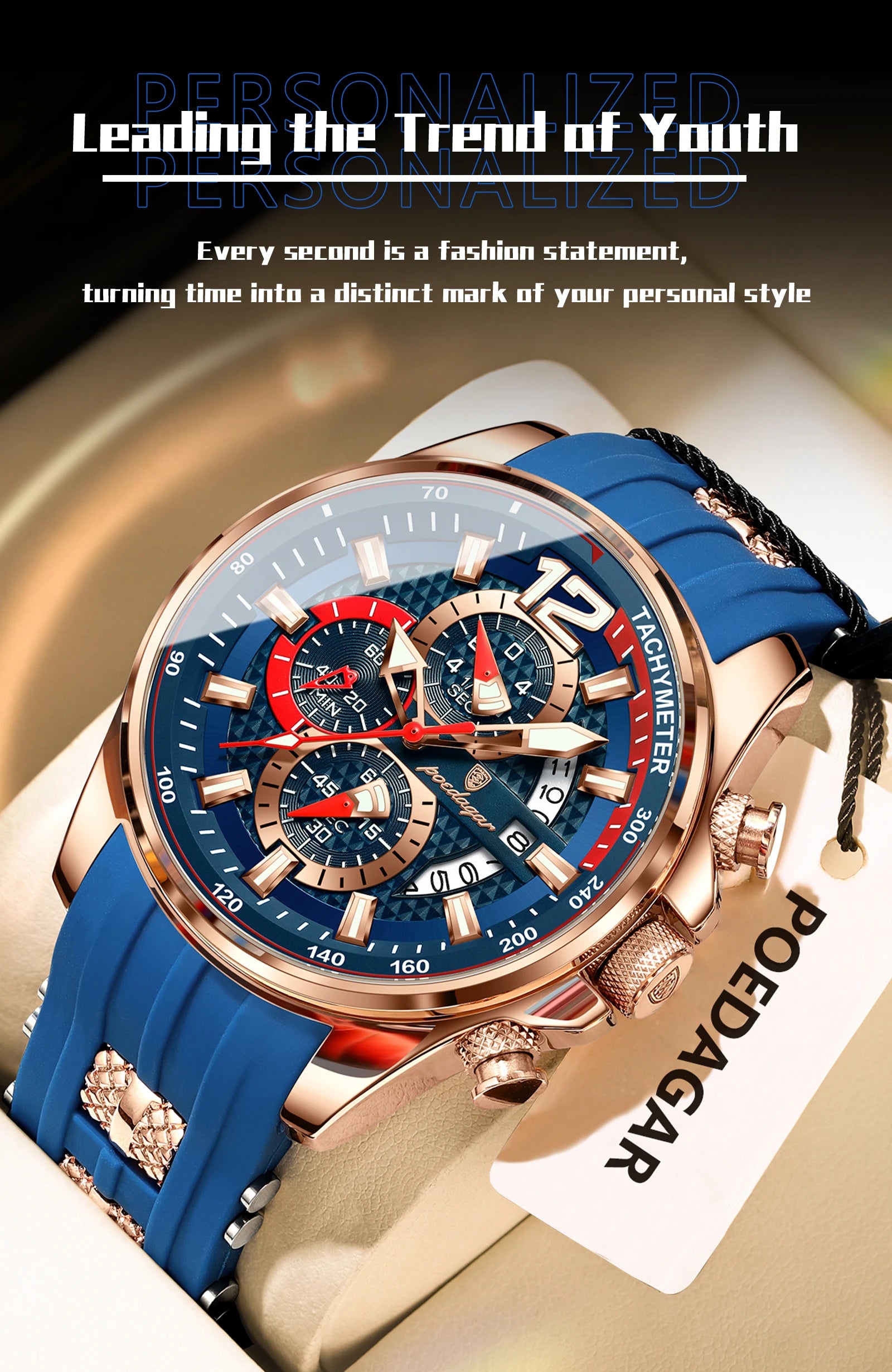 POEDAGAR Luxury Watch For Men Date Chronograph Luminous Waterproof Silicone Male Watch Fashion Sports Quartz Men's Watches Reloj Beauty World Shop