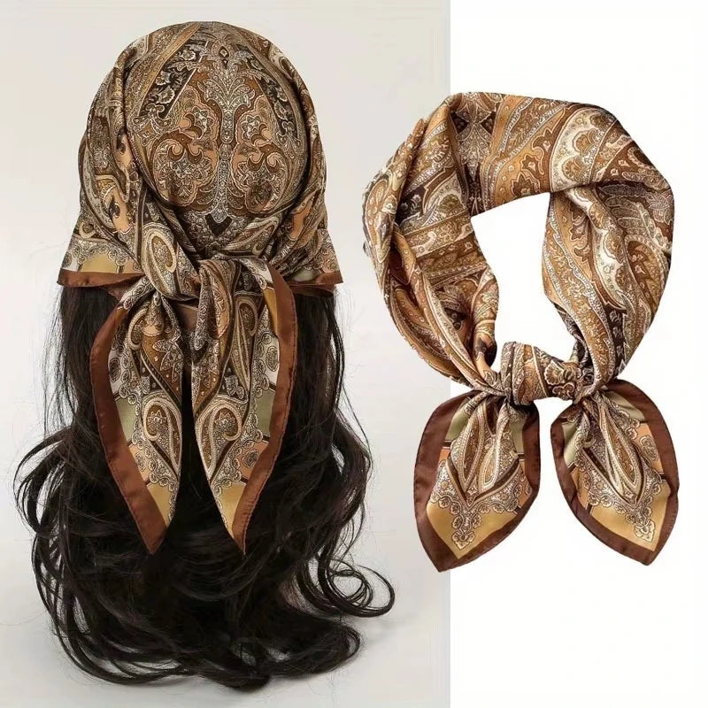 2025 New Fashion Luxury Printed Square Shawl Women 70x70cm Pashmina Silk Scarf Neck Headband Bandana Beauty World Shop