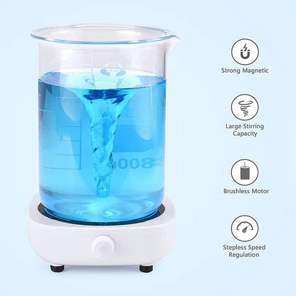 Magnetic Stirrer Mini Lab Stir Mixer Portable Stirrer Plate with Stir Bar 2L 4000RPM for Laboratory (EU/US/UK Plug ) Beauty World Shop