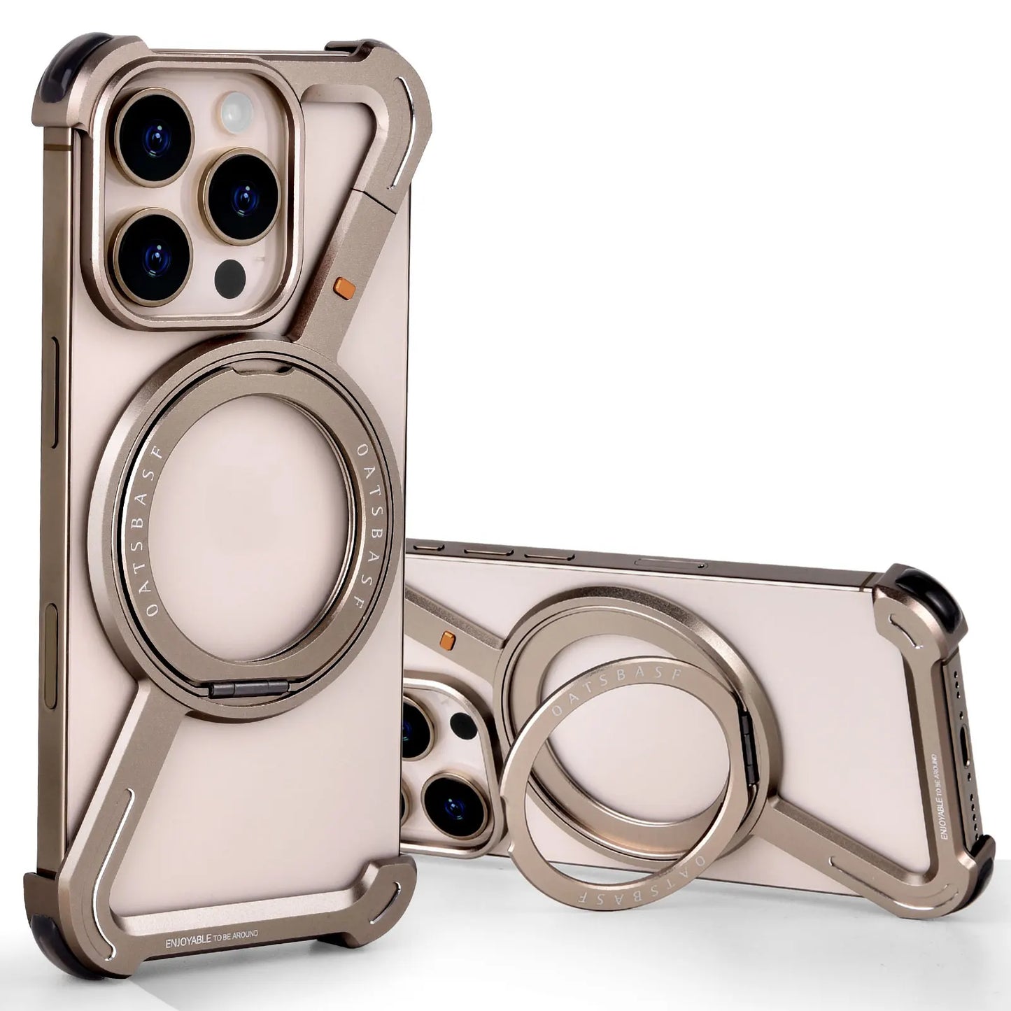 Oatsbasf Z Shape Metal Phone Case for iPhone15 /16 Pro Max Phone Protective Cover Shockproof Bumper w/360° Rotation Holder Beauty World Shop