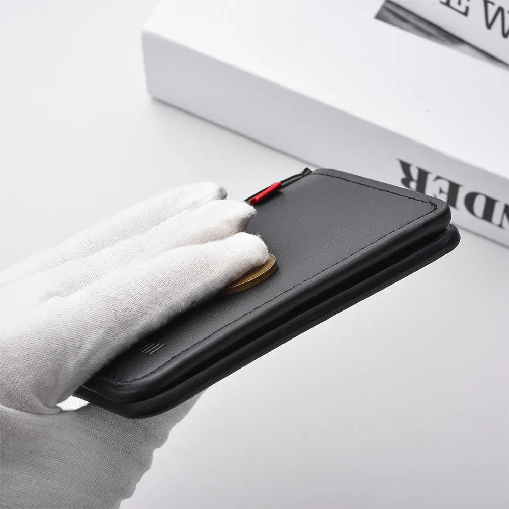 1Pc New Ultra-thin Mini Soft PU Leather Credit Card Wallet Holder Short Vertical High Quality Men's Wallet Beauty World Shop