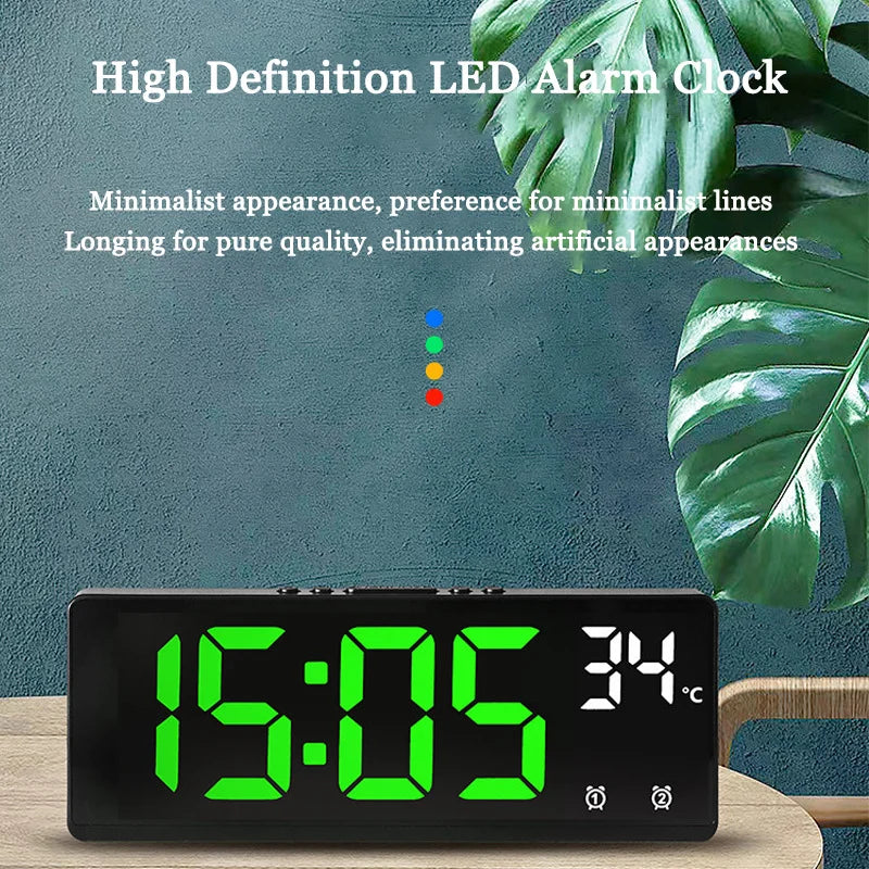 Creative Number Clock Color Nightlight Temperature Calendar Alarm Clock LED Large Number Electronic Clock Backlight Home Decor Beauty World Shop