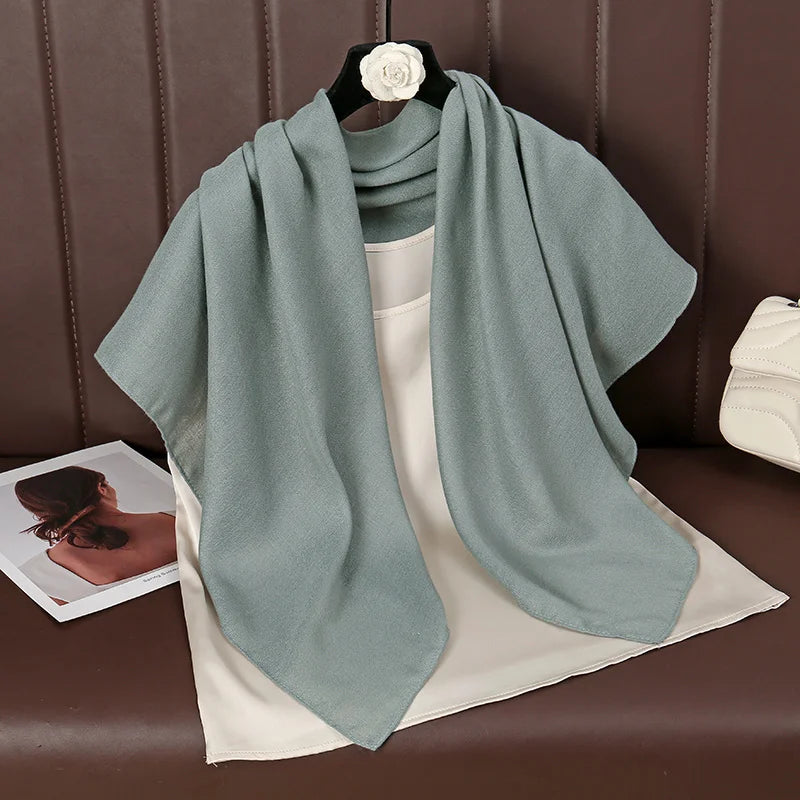 90*90cm Thin Soft Square Scarves for Women Simplicity Solid Color Cotton Linen Headscarf Muslim Female's Hijabs Bag Accessories Beauty World Shop