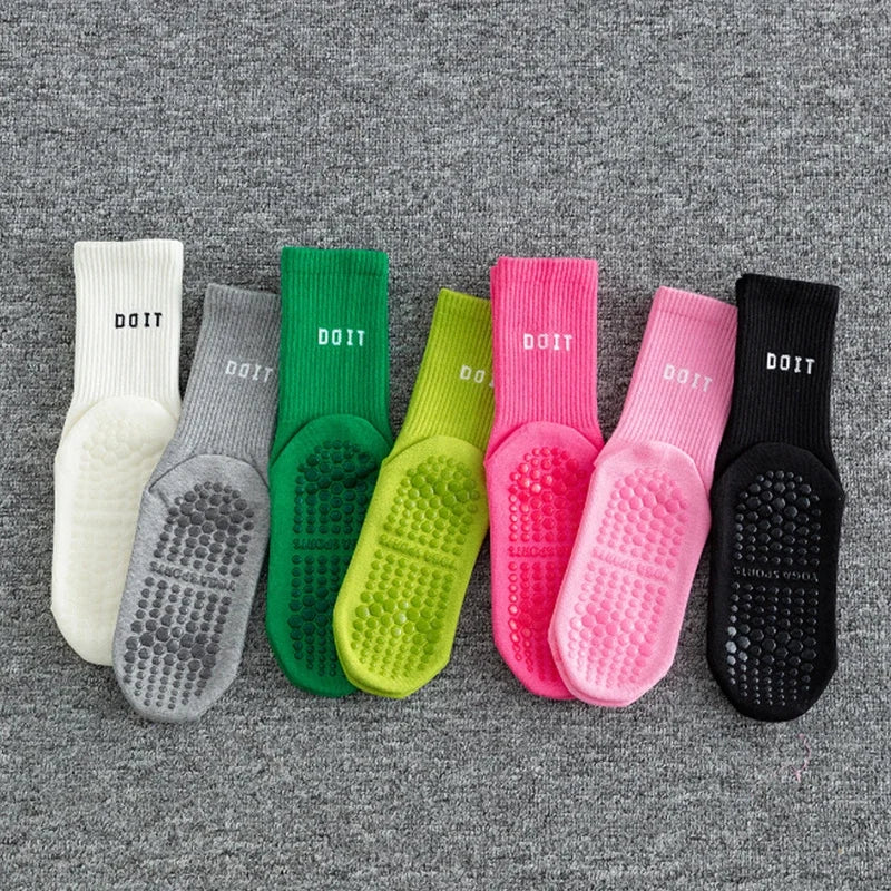 3 Pairs Cotton Yoga Socks For Women Solid Color Professional Non-slip Pilates Dance Gym Sports Breathable Fitness Floor Socks Beauty World Shop