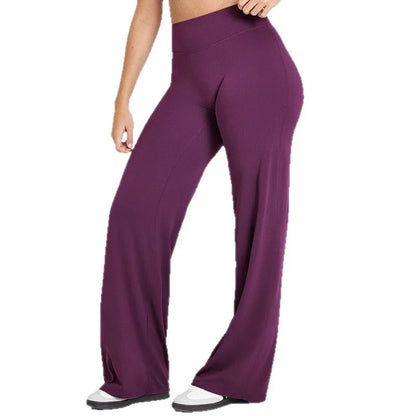 NCLAGEN SoftMotion Straight Leg Bottoms Women's Mid-Waist Yoga Pants GYM Leggings Naked Feel Pilates Running Sports Trousers Beauty World Shop