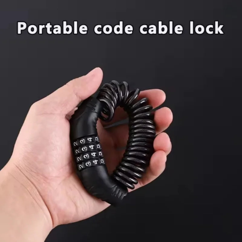 Bicycle Lock Steel Cable Chain Security Password 4 Digit Lock Anti-Theft Combination Number Code Safety Bike Bicycle Accessories Beauty World Shop