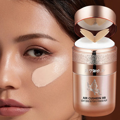 Air Cushion BB Cream Moisturizing Foundation Concealer Whitening Oil-control Waterproof Butterfly Powder Puff  Makeup Cosmetics Beauty World Shop