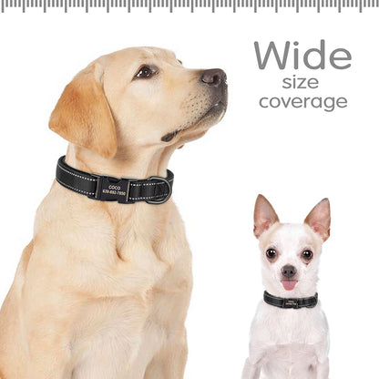 Reflective Personalized Dog Collar Engrave ID Nylon Collars Soft Padded Dogs Collar Adjustable for Small Medium Large Dogs Pug