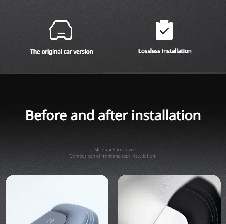 For Tesla Model 3 Highland Model Y Juniper/Launch 2025 Car Open Door Button Stickers 4X Handle Cover Interior Protection Trim Beauty World Shop