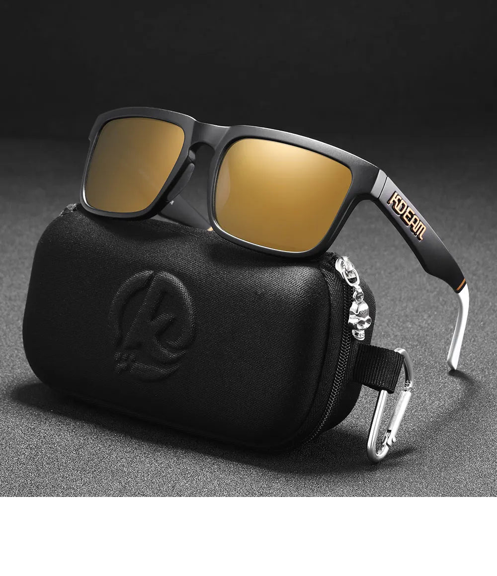 KDEAM Men's Polarized Sunglasses Square Casual Outdoors Sun Glasses Women Unisex Sunglass For Couple With Zipper Case Beauty World Shop
