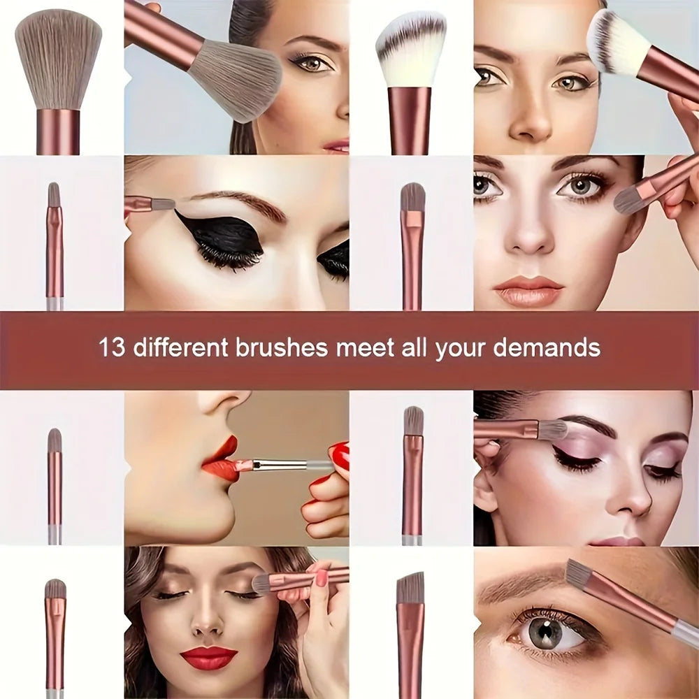 13pcs Makeup Brush Brushes Set Cosmetic Makeup Sponge Makeup Brush Beauty Tool Eyeshadow Blush Professional Brush Set Beauty Fashion