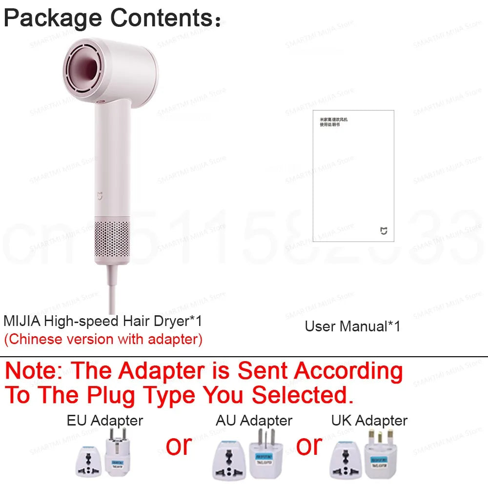 2026 New MIJIA High-Speed Hair Dryer,110000rpm,62m/s Powerful airflow,8 Airflow Mode,347g 4 Color,CN Version With Adapter Beauty World Shop
