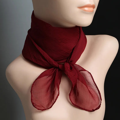 New 70X70cm Simulation Silk Scarves Women's Versatile Small Square Solid Chiffon Scarf Gauze Scarf Party Gift Beauty World Shop