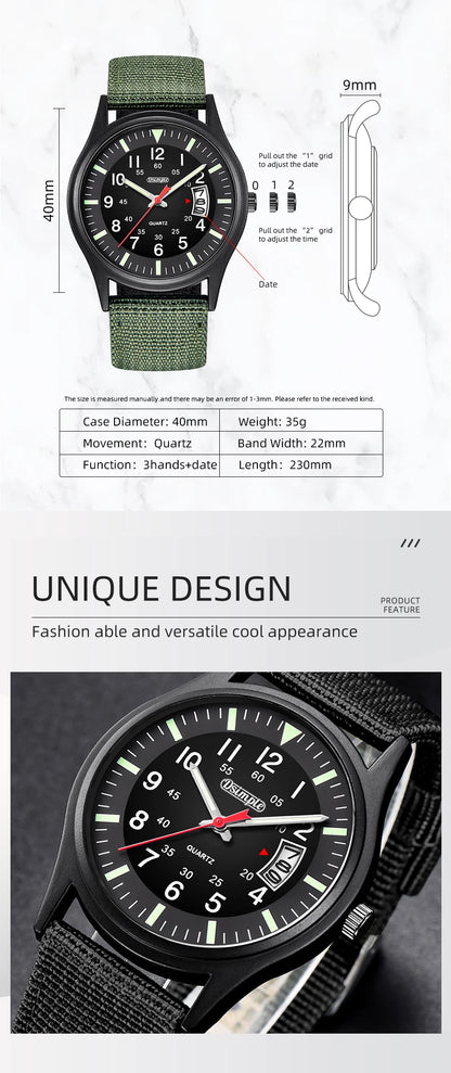Reloj Hombre 2023 Fashion Mens Nylon Watches Luxury Men Army Military Quartz Watch Calendar Date Wristwatch Relogio Masculino Beauty World Shop