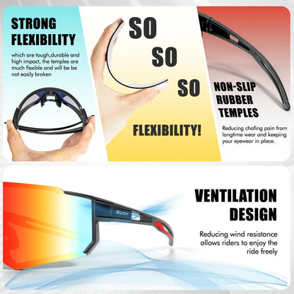 SCVCN Fashion Sunglasses for Men Sport Cycling Glasses Bike Bicycle Hiking Camping Golf UV400 Protection Glasses Women Baseball Beauty World Shop