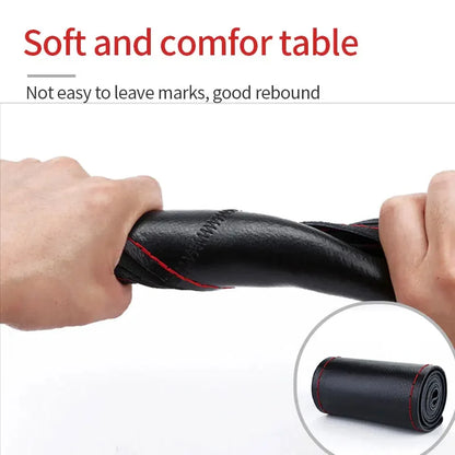 Genuine Leather Steering Wheel Cover For Car Braiding Steering Wheel Protector Covers Anti Scratch Steering Accessories Beauty World Shop