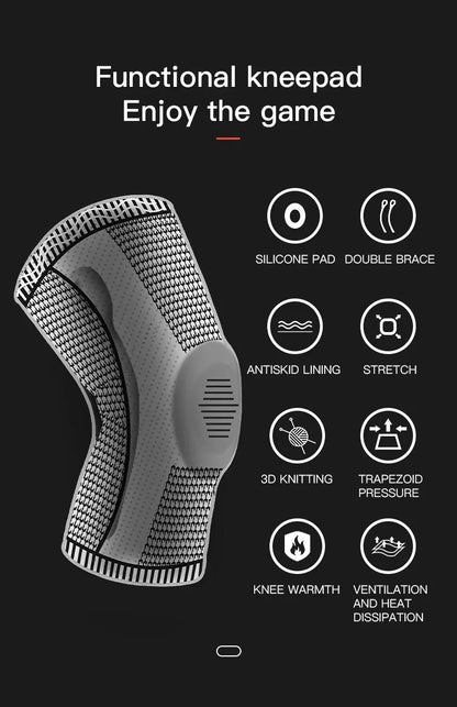 1PC Silicone Knee Pads Strap Patella Medial Support Meniscus Compression Knee Braces for Running Sport Knee Protection Beauty World Shop