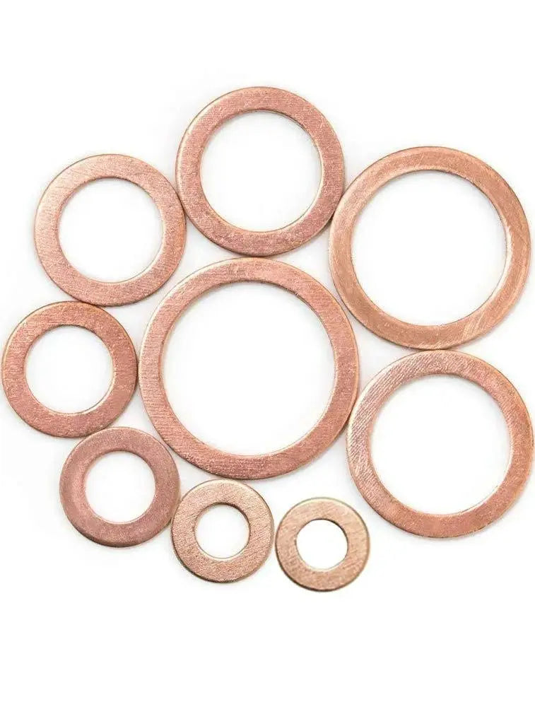 Copper Washer Gasket Nut And Bolt Set - Flat Ring Seal Assortment Kit with Box for Sump Plugs - M8/M10/M12/M14 Beauty World Shop