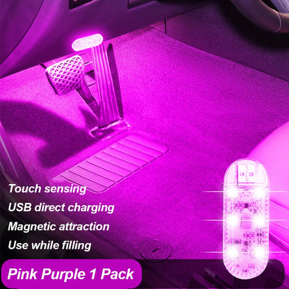 LED Car Mini Touch Light USB Charging Portable Auto Roof Ceiling Reading Night  Lamp Wireless Car Decoration Ambinet Light Beauty World Shop