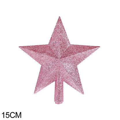 15/20cm Christmas Tree Top Star Merry Christmas Decorations for Home Shiny Gold Powder Five-pointed Star New Year's Ornament Beauty World Shop