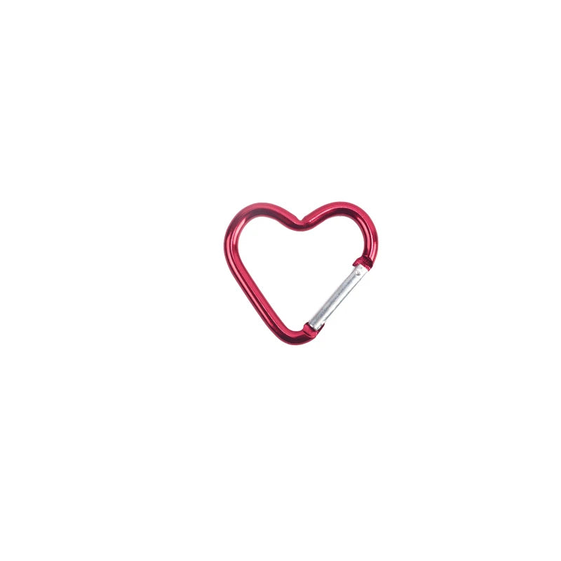 1 Pcs Heart-shaped Aluminum Carabiner Key Chain Clip Outdoor Keyring Hook Water Bottle Hanging Buckle Travel Kit Accessories Beauty World Shop
